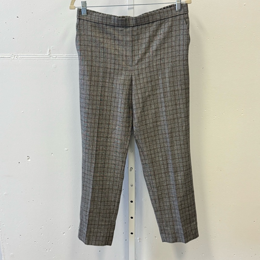 Theory Treeca Plaid Wool Straight Crop Pants‎ Career Casual Sz 8 - Picture 2 of 12